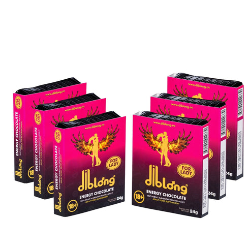 SET: Diblong Energy Chocolate for Lady - supliment alimentar pentru femei pe bază de ciocolată, cu plante care susțin sănătatea sexuală și recăpătarea energiei, 6 x 24g