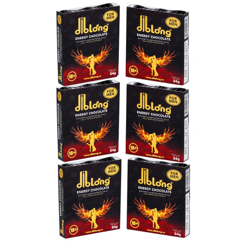 SET: Diblong Energy Chocolate For Men - supliment alimentar pentru bărbați pe bază de ciocolată, cu plante care susțin sănătatea sexuală și funcția erectilă, 6 x 24g