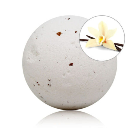 Bomba de baie efervescenta - Vanilla Bath Bomb - TALOKA, cu aromă de vanilie și petale de trandafir, 140 g