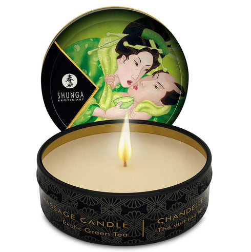 Lumanare pentru masaj cu feromoni Shunga - ZENITUDE, cu aroma de ceai verde, 30 ml