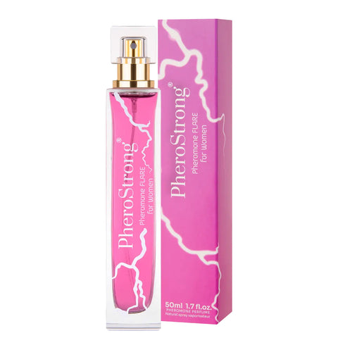 Parfum cu feromoni PheroStrong - FLARE, cu note de vanilie si ambra, pentru femei, 50 ml
