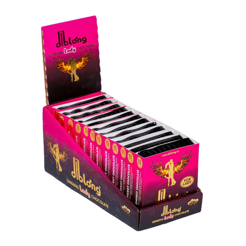 SET: Diblong Energy Chocolate for Lady - supliment alimentar pentru femei pe bază de ciocolată, cu plante care susțin sănătatea sexuală și recăpătarea energiei, 12 x 24g + Diblong Delay Wipe