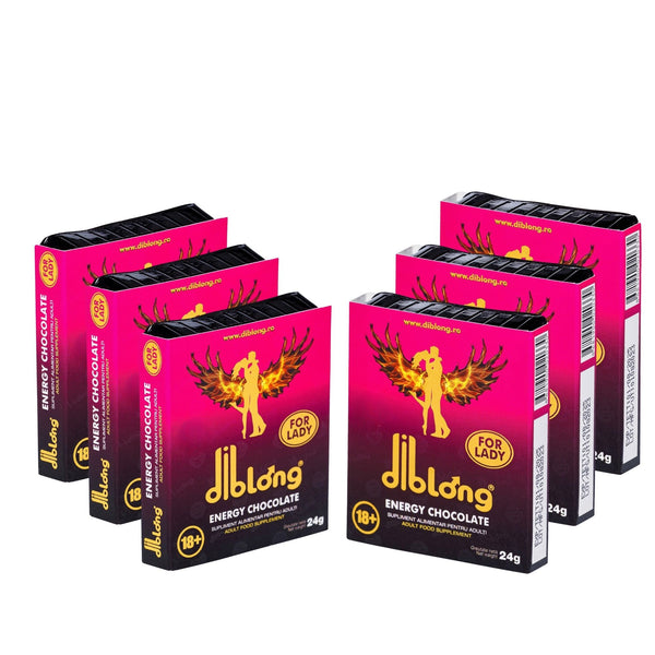 SET: Diblong Energy Chocolate for Lady - supliment alimentar pentru femei pe bază de ciocolată, cu plante care susțin sănătatea sexuală și recăpătarea energiei, 6 x 24g