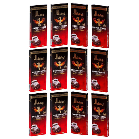 Diblong Energy Coffee - supliment alimentar pentru bărbați, formula de cafea instant cu plante care susțin sănătatea sexuală și funcția erectilă, 12 buc x 10 g