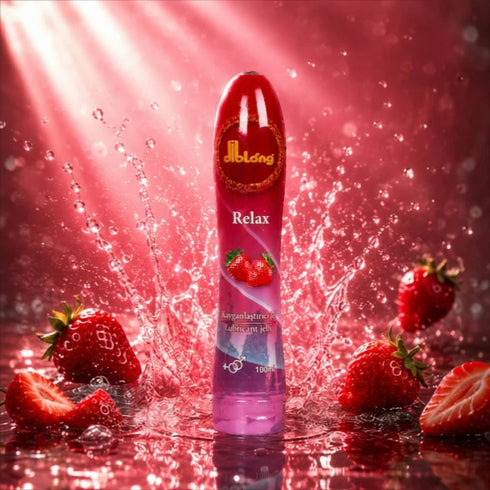 Diblong - Lubrifiant pe baza de apa, Jelly Relax, Roz, cu textura groasa si aroma de capsuni, 100 ml