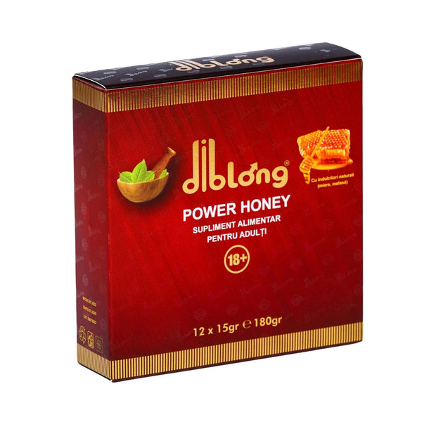 Diblong Power Honey - supliment alimentar pentru adulți cu miere și asocieri de plante care susțin sănătatea sexuală și funcția de reproducere, 12 x 15 g