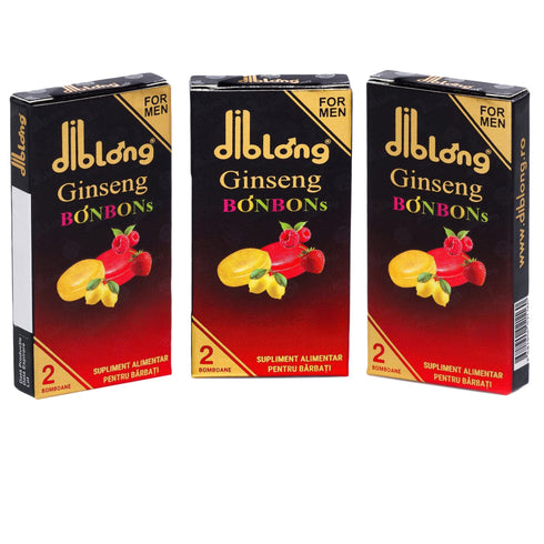 SET: Diblong Ginseng Bonbons - supliment alimentar pentru bărbați, bomboane cu ingrediente naturale ce susțin sănătatea sexuală și funcția erectilă, 3 cutii x 2 buc
