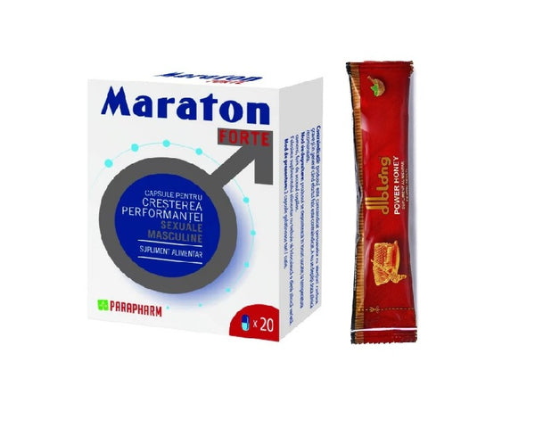 SET: Capsule MARATON FORTE, cresterea performantei sexuale barbati, 20 capsule + 1 plic Diblong Power Honey, 15g
