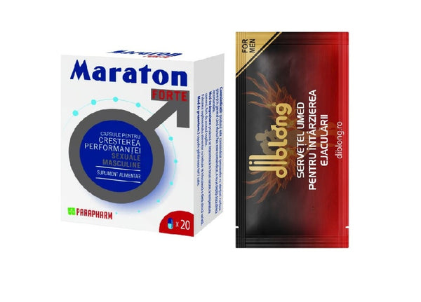 SET: Capsule MARATON FORTE, cresterea performantei sexuale barbati, 20 capsule + 1 servetel DIBLONG DELAY TOWEL