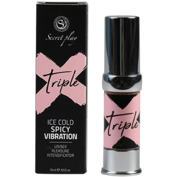 Gel vibrator - Triple X - SecretPlay, pentru stimulare in cuplu, cu efect triplu - furnicături, încălzire și răcire, 15 ml