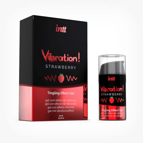 Gel INTT Vibration - Strawberry, pentru stimulare si excitare, cu efect de incalzire, 15 ml