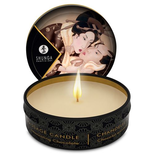 Lumanare pentru masaj cu feromoni Shunga - EXCITATION, cu aroma de ciocolata, 30 ml