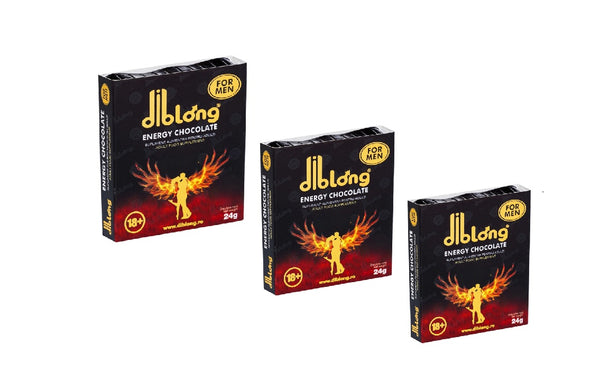 SET: Diblong Energy Chocolate For Men - supliment alimentar pentru bărbați pe bază de ciocolată, cu plante care susțin sănătatea sexuală și funcția erectilă, 3 x 24g