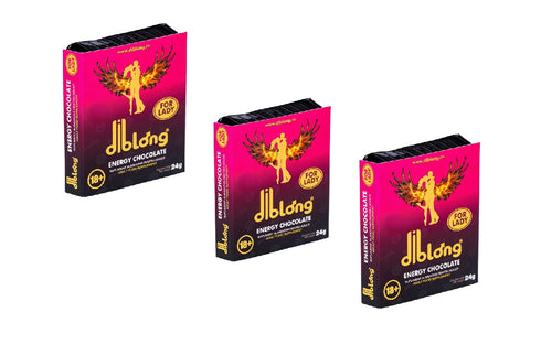 SET: Diblong Energy Chocolate for Lady - supliment alimentar pentru femei pe bază de ciocolată, cu plante care susțin sănătatea sexuală și recăpătarea energiei, 3 x 24g