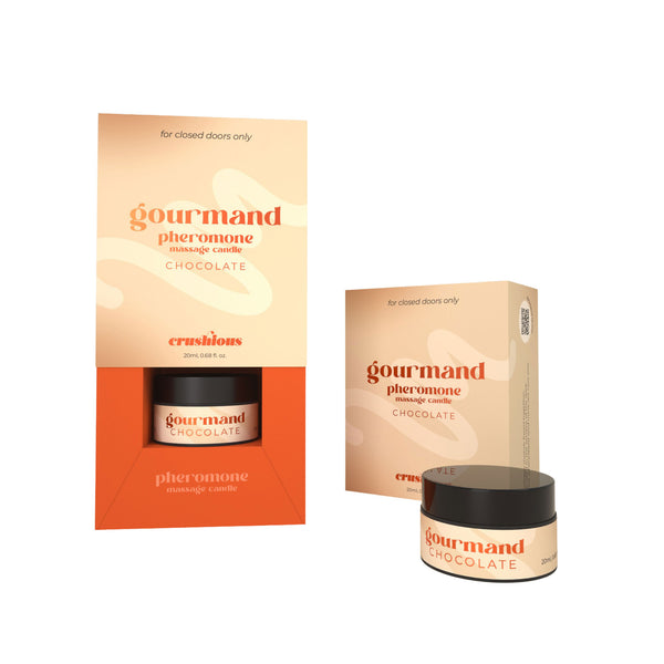 Lumanare pentru masaj cu feromoni, CRUSHIOUS Gourmand, cu aroma de ciocolata, 20 ml