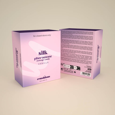 Lumanare pentru masaj cu feromoni, CRUSHIOUS Silk, cu aroma de vanilie, 20 ml