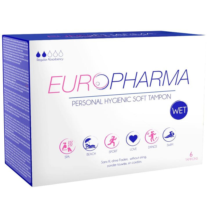 Tampoane interne - Europharma Action Wet,  bureti menstruatie lubrifiati, 6 buc