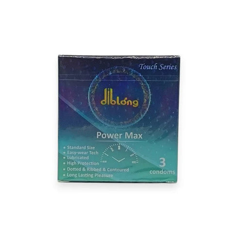 Prezervative DIBLONG Power Max, pot susține întârzierea ejaculării, texturate, lubrifiate, din latex, 52 ± 2 mm, 3 buc